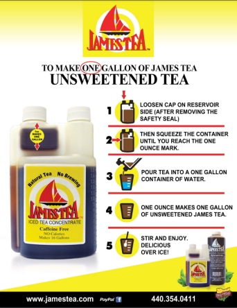James Tea Unsweetened mixing instructions.